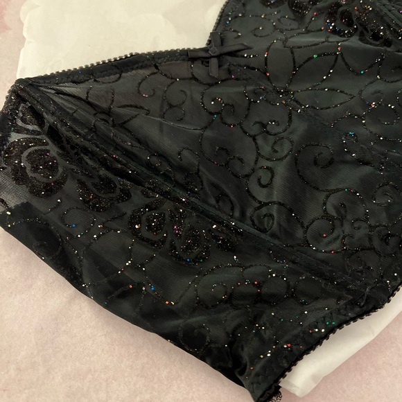 EUC VTG 90s black lace rainbow glitter bustier sz small Spencer 32A - Picture 3 of 12